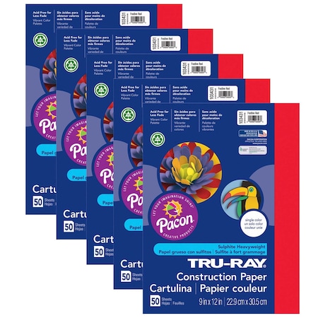 Pacon Tru-Ray Construction Paper, Festive Red, 9x12, PK250 P103431